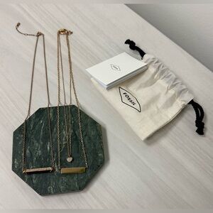 Fossil Gold Tone Necklaces - Two with One Dust Bag